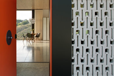 Example of a mid-century modern entryway design in San Diego
