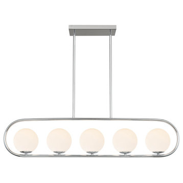 Lorde 5-Light Chandelier/Island Light, Chrome/Frosted