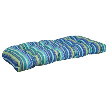 42"X19" U-Shaped Patterned Tufted Settee/Bench Cushion, Baranquilla Curacao