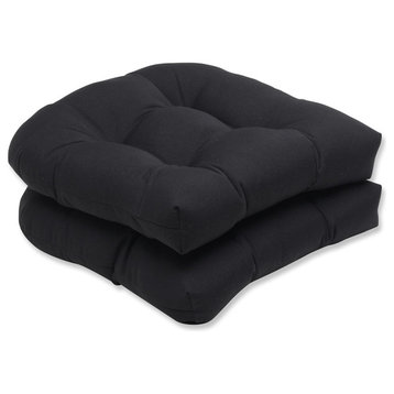 Fortress Canvas Wicker Seat Cushion (Set of 2), Black