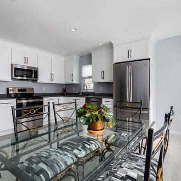 Quick White Shaker Kitchen with Caesarstone Rugged Concrete Quartz