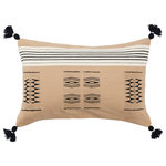 Jaipur Living - Jaipur Living Tobu Tribal Light Brown/Black Down Pillow 12"X20" Lumbar - Handmade by weavers in Nagaland, India, the Nagaland collection showcases the traditional loin-loom techniques of the indigenous tribes of the region. The artisan-made Tobu throw pillow effortlessly combines heritage-rich tribal and stripe patterns with a light brown, black, and cream colorway for a stunning statement in any space. Crafted of soft, finely woven cotton, this pillow brings the global art of Naga textiles to the modern home.