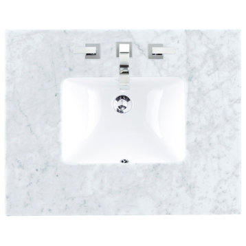 30" Single 3 Cm Top, Carrara White W/ Sink