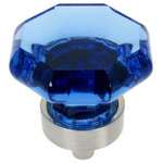 Cosmas - Cosmas 5268SN-BL Satin Nickel and Blue Glass Cabinet Knob - Manufacturer: Cosmas