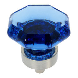 Cosmas - Cosmas 5268SN-BL Satin Nickel and Blue Glass Cabinet Knob - Cabinet And Drawer Knobs