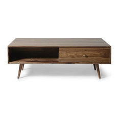 Draper Mid Century Wood Coffee Table with Storage