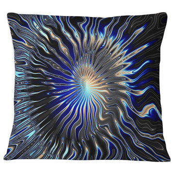 Blue Rays from the Circle Contemporary Throw Pillow, 18"x18"