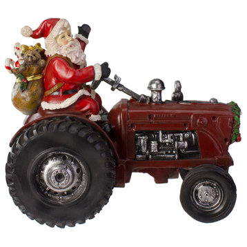11" Rustic Santa Claus on Tractor Tabletop Christmas Figure