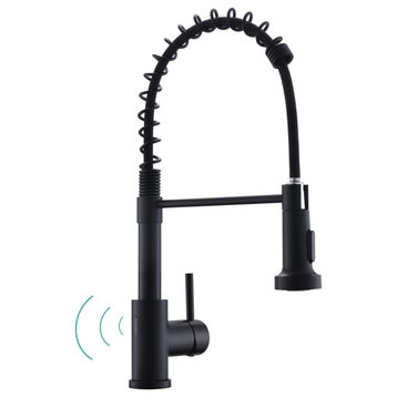 Modern Kitchen Faucet, Touchless Design With Dual Mode Sprayer, Matte Black