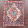 Consigned, Vintage Oriental Flat-Woven Persian Area Rug, Beige, 4'11"x3'11"