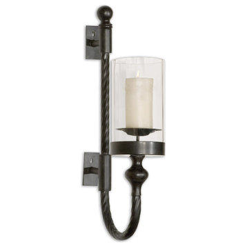 Uttermost 19476 Garvin Twist Metal Sconce With Candle