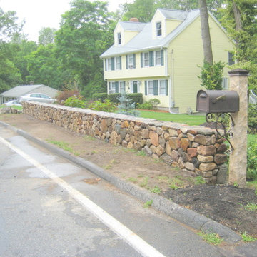 Double-Sided Fieldstone Wall w/ Granite Mailbox