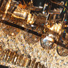 MIRODEMI® Pietra Ligure | Rectangular Golden Crystal Chandelier for Living Room, Clear, L31.5xw11.8xh12.2", Cool Light