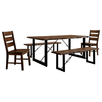 Furniture of America Elsbeth Wood 5-Piece Extendable Dining Set in Walnut