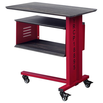 ACME Cargo Accent Table WithWall Shelf, Red