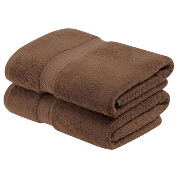 Luxury Solid Soft Hand Bath Bathroom Towel Set, 2 Piece Bath Towel, Chocolate