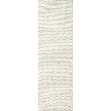 nuLOOM Braided Wool Hand Woven Chunky Cable Rug, Off White, 2'6"x10'