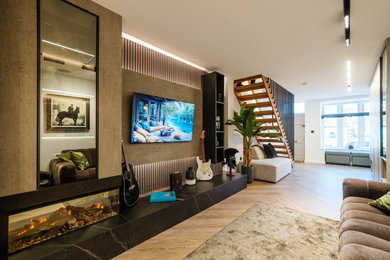 Design ideas for a contemporary living room in West Midlands.