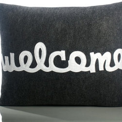 Welcome Pillow in Charcoal or White by alexandra ferguson - Decorative Pillows