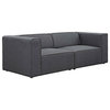 Mingle 2-Piece Upholstered Fabric Sectional Sofa Set, Gray
