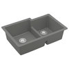 Karran 32" Undermount Double Bowl 60/40 Quartz Kitchen Sink Kit, Grey