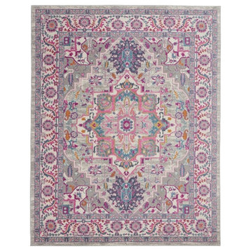 Nourison Passion 7' x 10' Gray and Pink Fabric Bohemian Area Rug (7' x 10')