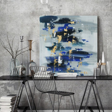 "Golden Indigo" Painting Print on Wrapped Canvas