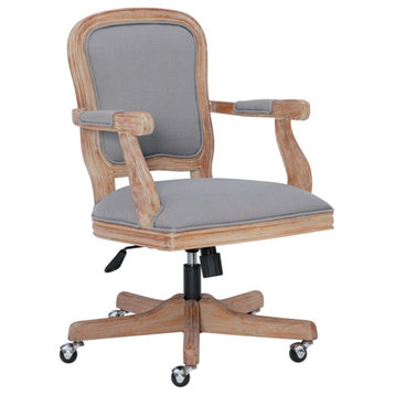 Linon Maybell Wood Upholstered Office Chair Light Gray