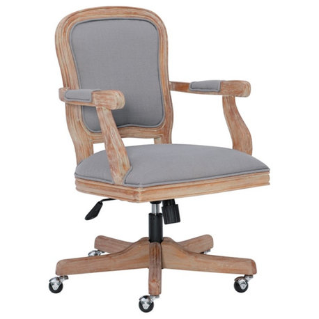 Linon Maybell Wood Upholstered Office Chair Light Gray