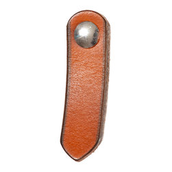 Walnut Studiolo - Leather Tab Pull, The St. Johns, Honey, Nickel - Cabinet And Drawer Handle Pulls