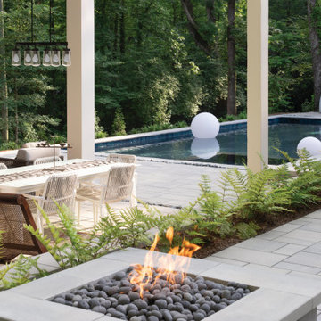 Traditional Stone Fire Pit with Custom Pavers