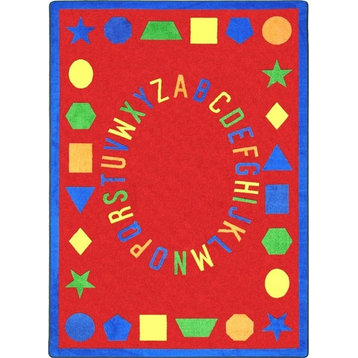 Joy Carpets Kid Essentials, Early Childhood First Lessons Rug, Red, 7'8"X10'9"