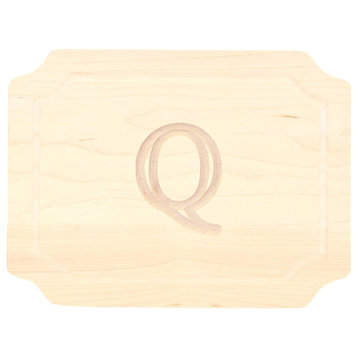 BigWood Boards Scalloped Monogram Maple Cheese Board, Q