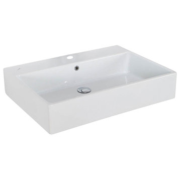 Simple 70A ADA Wall Mounted/Vessel Bathroom Sink in Ceramic White 27.6" x 19.7"