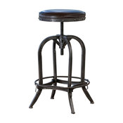 GDF Studio Brixton Adjustable Swivel Bar Stool, Brown Leather