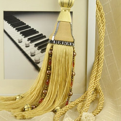 5 Colors QYM14 Faux Silk Curtain Tassel Tie Backs in Beige Color - Window Treatment Accessories