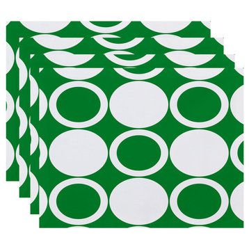 18"x14" ModCircles, Geometric Print Placemats, Set of 4, Green