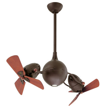 Acqua Dual Ceiling Fan in Textured Bronze, Wood Blades