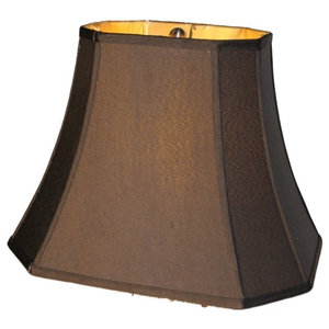 Beige Lampshade Rectangular Cut-Corner Lamp Shade Shantung Silk 12"