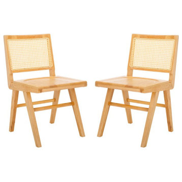 Safavieh Couture Hattie French Cane Wood Sea Dining Chair, Set of 2, Natural