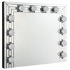 Benzara BM274650 Modern Glam Lighted Mirror, 12 Sockets, Faux Diamonds, Silver