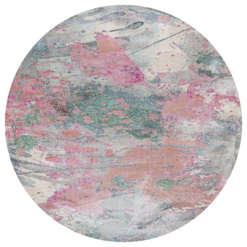 Safavieh Lillian Lln381A Contemporary Rug, Ivory and Pink, 8'0"x8'0" Round