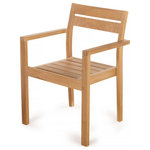 ARB Teak & Specialties - Teak Dining Armchair Stackable Stellar - The teak wood Stellar chair is the perfect piece you’ve been waiting for. This sturdy chair is suitable for indoors or outdoors, so you can use it for a dinner party or a backyard movie screening. The seat is gently sloped, so once your guests sit down, they will not want to get back up. The double-top-rail backrest is curved to hug your shoulders, with no edges or corners to dig into your back.