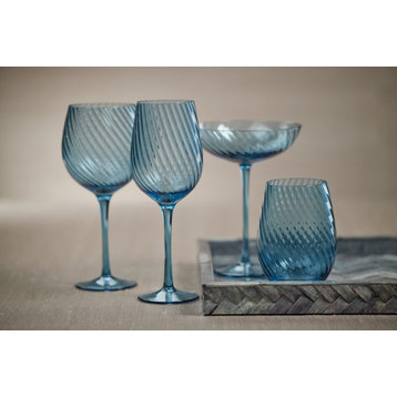 Sesto Optic Swirl Red Wine Glasses, Set of 6, Blue