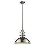 Elk Home - Chadwick 1-Light Large Pendant, Satin Nickel - The Chadwick Collection Reflects The Beauty Of Hand-Turned Craftsmanship Inspired By Early 20Th Century Lighting And Antiques That Have Surpassed The Test Of Time. This Robust Collection Features Detailing Appropriate For Classic Or Transitional Decors. White Glass Compliments The Various Finish Options Including Polished Nickel, Satin Nickel, And Antique Copper. Amber Glass Enriches The Oiled Bronze Finish.