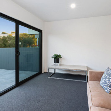 Black Sliding Door opening to a balcony