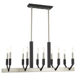 Livex Lighting - Livex Lighting Brushed Nickel & Black 10-Light Linear Chandelier - Illuminate your home with bright designs from the Beckett collection. The ten light linear chandelier emulates a mid-century modern style made popular in the 50s and 60s. The brushed nickel frame is accented with black accents, helping to fully complete this look.