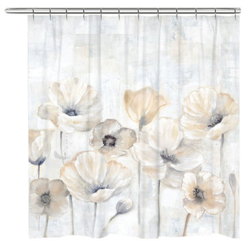 Gray Poppy Garden, Shower Curtain