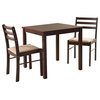 Espresso Wood 3-Piece Dining Room Dinette Set Table and 2 Chairs