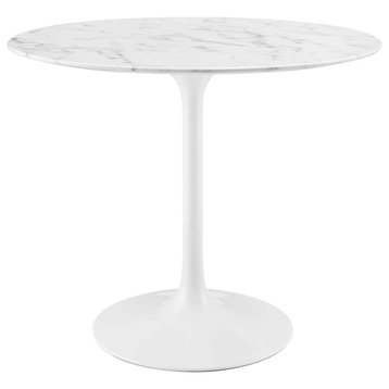 Lippa 36" Round Artificial Marble Dining Table in White